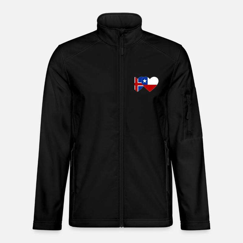 Island Chile Flagge Herz - Unisex Softshelljacke - Schwarz