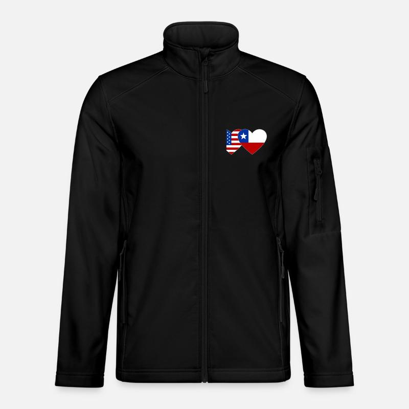 USA Chile Flag Heart - Unisex Softshell Jacket - black