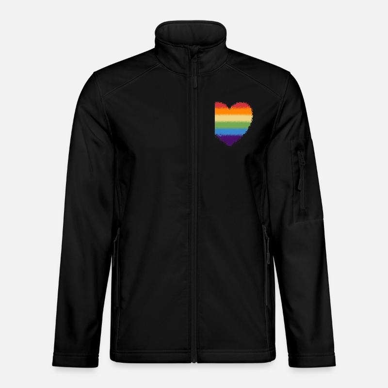 Swirled rainbow heart logo - Unisex Softshell Jacket - black