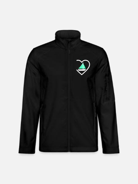 Heart Sailing – Design von Bootsliebhabern - Unisex Softshelljacke - Schwarz - Vorne