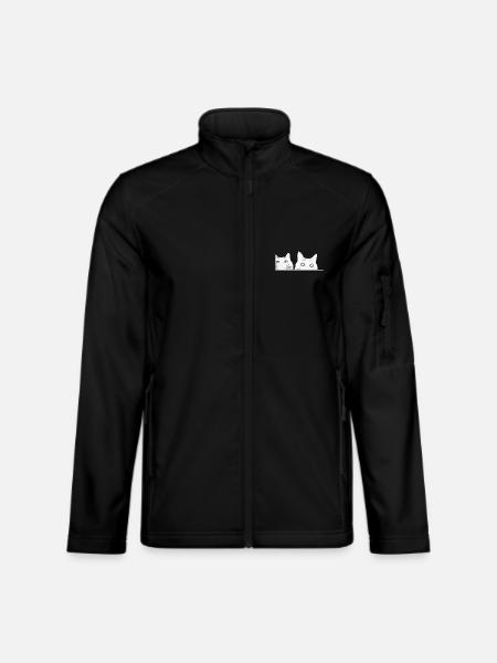 Zwei guckende Katzen - Unisex Softshelljacke - Schwarz