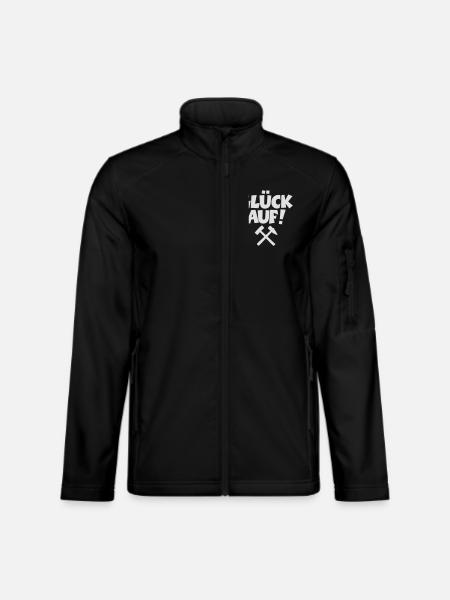 Glück auf mit Schlägel und Eisen - Unisex Softshelljacke - Schwarz - Vorne