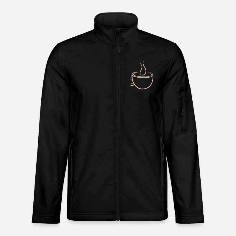 Steaming Coffee Mug Minimal Design - Unisex Softshell Jacket - black