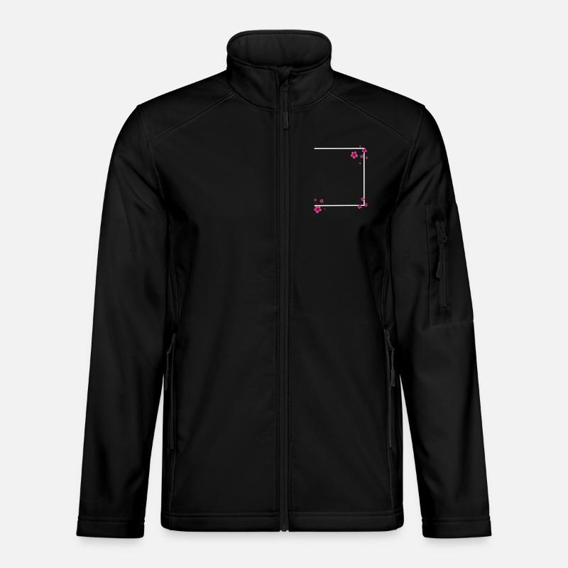 Square Flowers Pink - Unisex Softshell Jacket - black