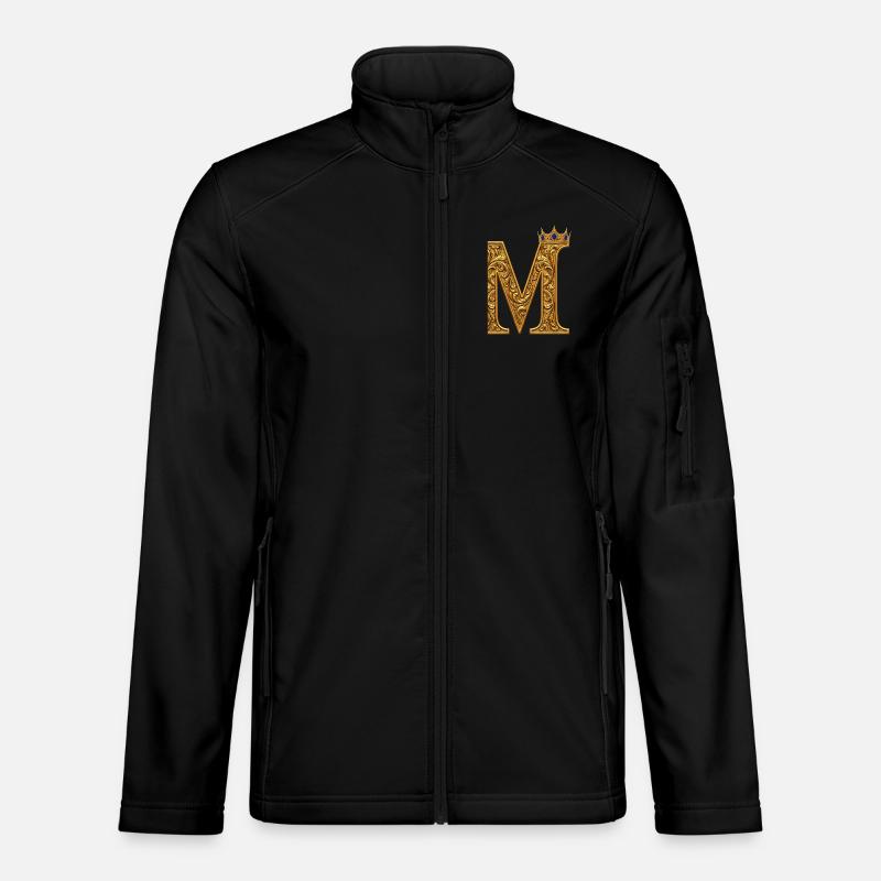 Baroque gold M monogram - Unisex Softshell Jacket - black
