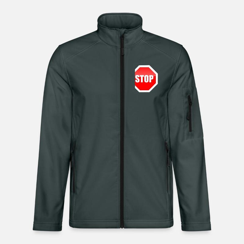 Impression graphique de plaque STOP rouge Veste en tissu softshell Unisexe