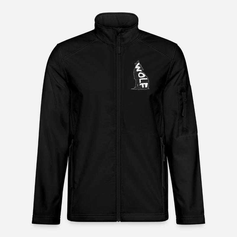 Black Wolf on Starry Background - Unisex Softshell Jacket - black