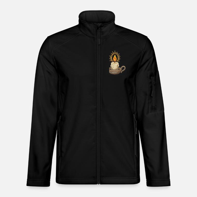 Embroidered candle – atmospheric light design - Unisex Softshell Jacket - black
