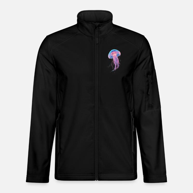 Regenbogen-Neonquallen - Unisex Softshelljacke - Schwarz