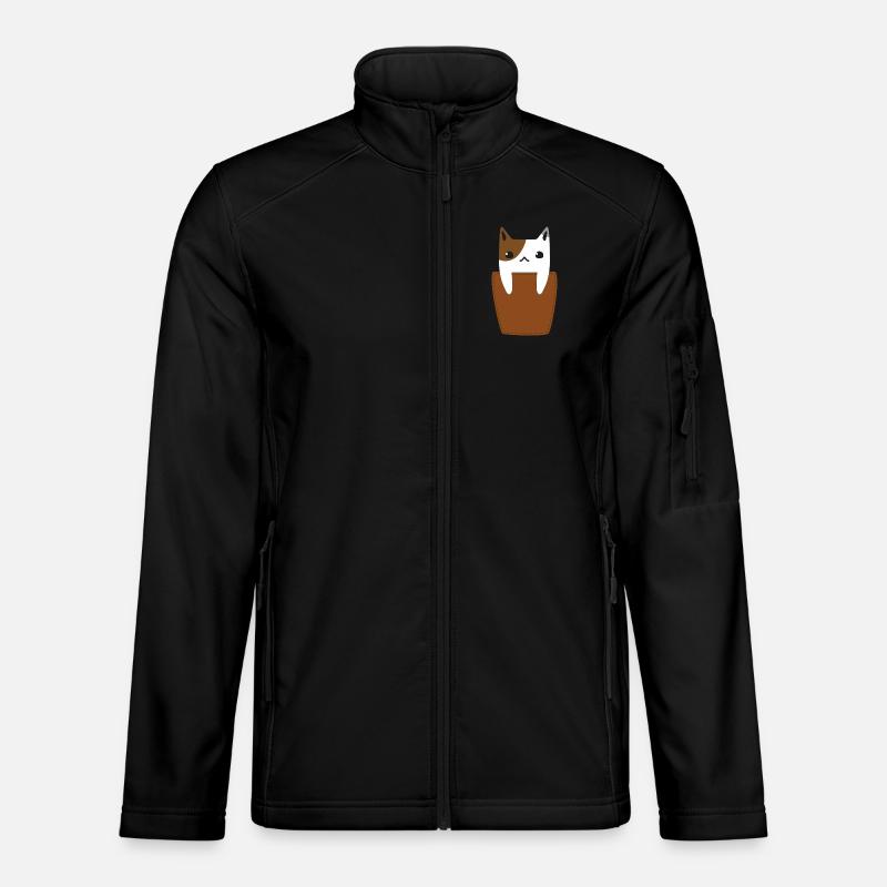 Chest pocket with cat - Unisex Softshell Jacket - black