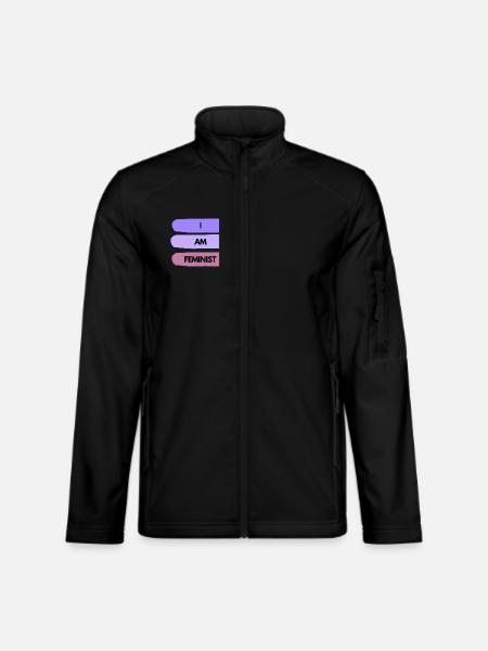 💜✊ I AM FEMINIST – Statement Shirt - Unisex Softshelljacke - Schwarz - Vorne