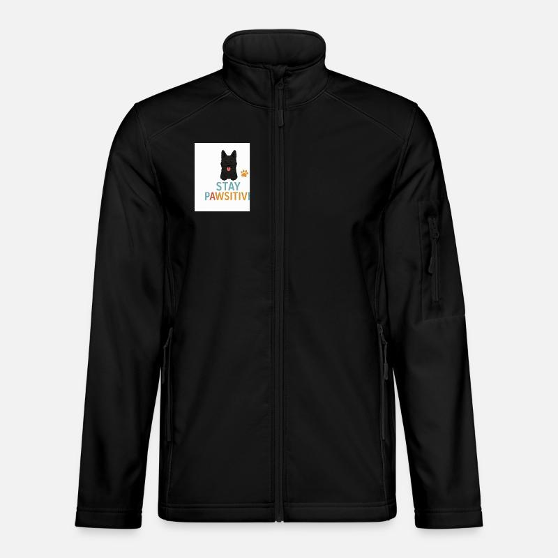 Stay Pawitive Dog Motif - Unisex Softshell Jacket - black
