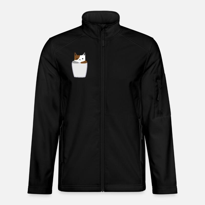 Brusttasche mit Katze - Unisex Softshelljacke - Schwarz