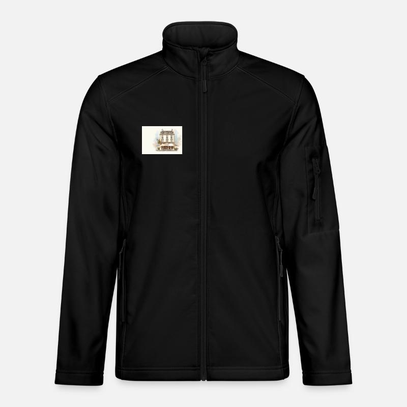 Pariser Café Aquarell Fassade - Unisex Softshelljacke - Schwarz