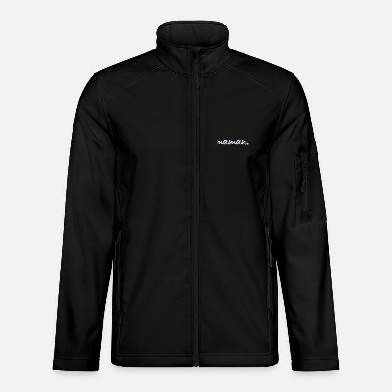Maman lettering white embroidered - Unisex Softshell Jacket - black