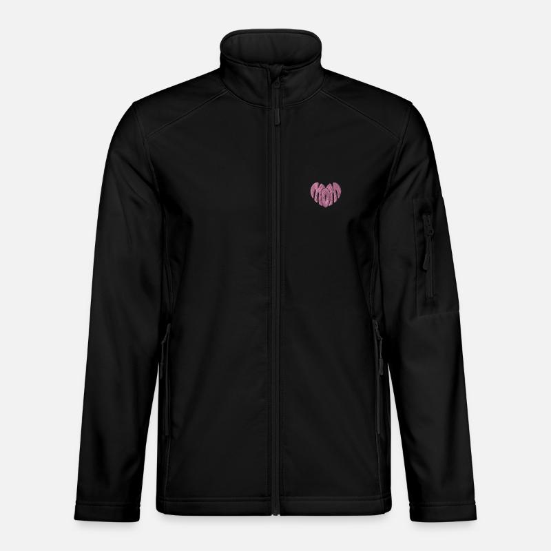 Mamma Hjärta Rosa Broderat - Softshelljacka unisex - svart