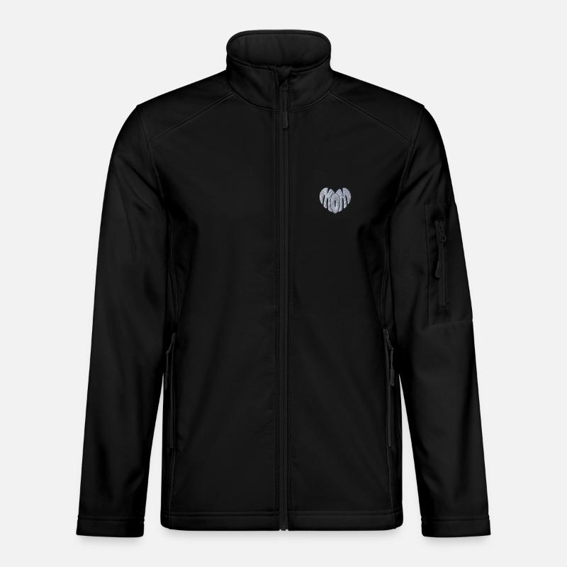 Mamma Hjärta Vit Broderad - Softshelljacka unisex - svart