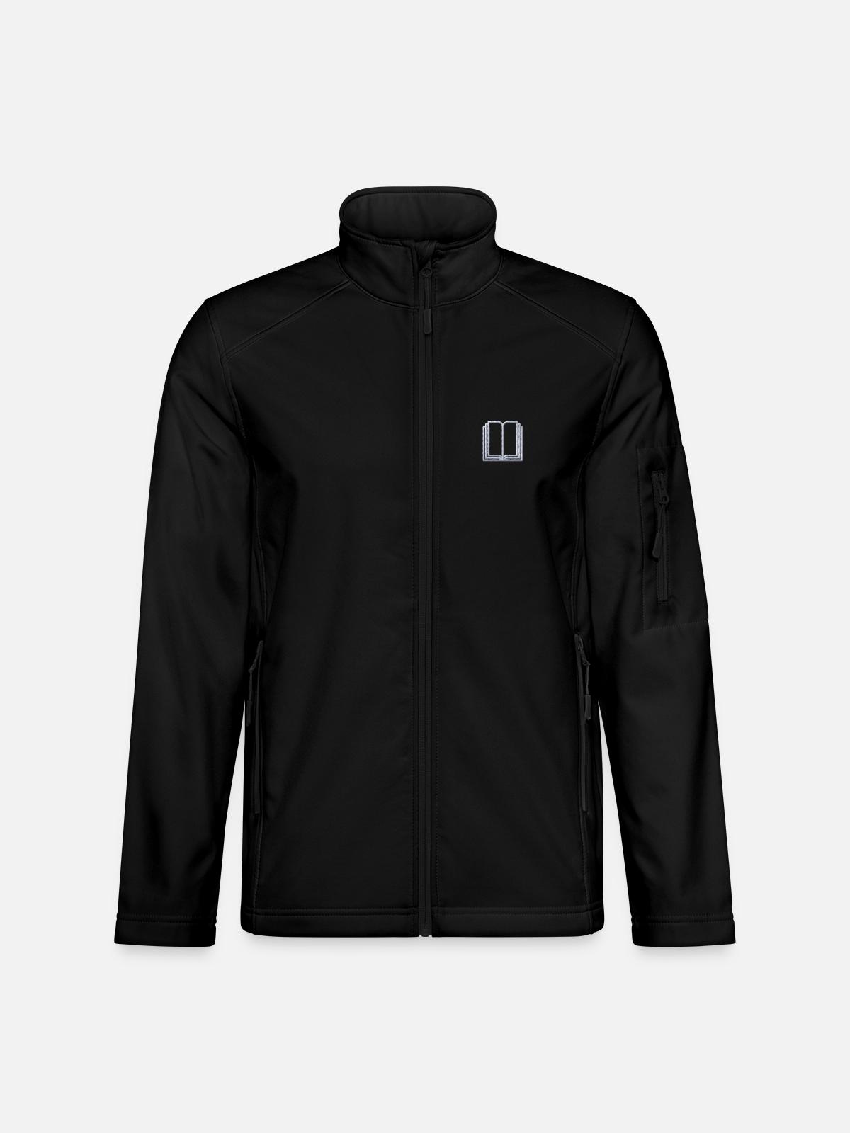Buch bestickt - Unisex Softshelljacke - Schwarz - Vorne