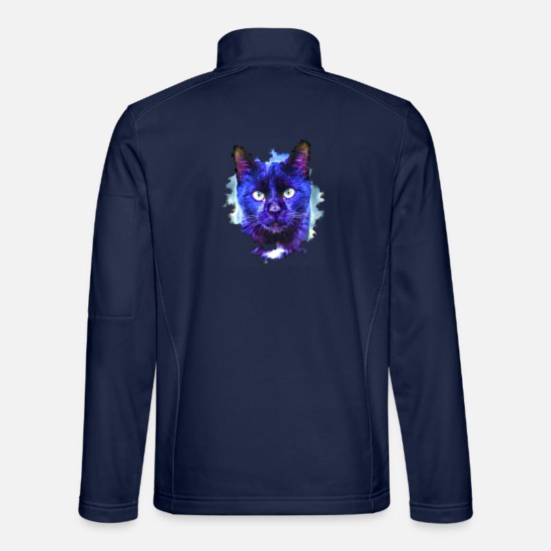 Neonkatze im Lichtregen - Unisex Softshelljacke - Navy