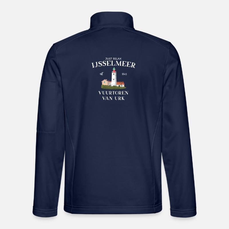 Urk Lighthouse, IJsselmeer Netherlands, Drawing - Unisex Softshell Jacket - navy