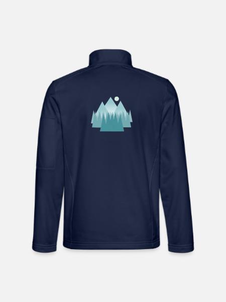 Astral mountain landscape in blue tones - Unisex Softshell Jacket - navy - Back
