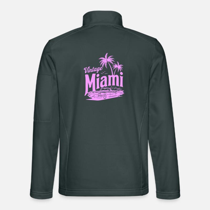 Vintage Miami Pink Palmen & Oldtimer Design Unisex Softshelljacke