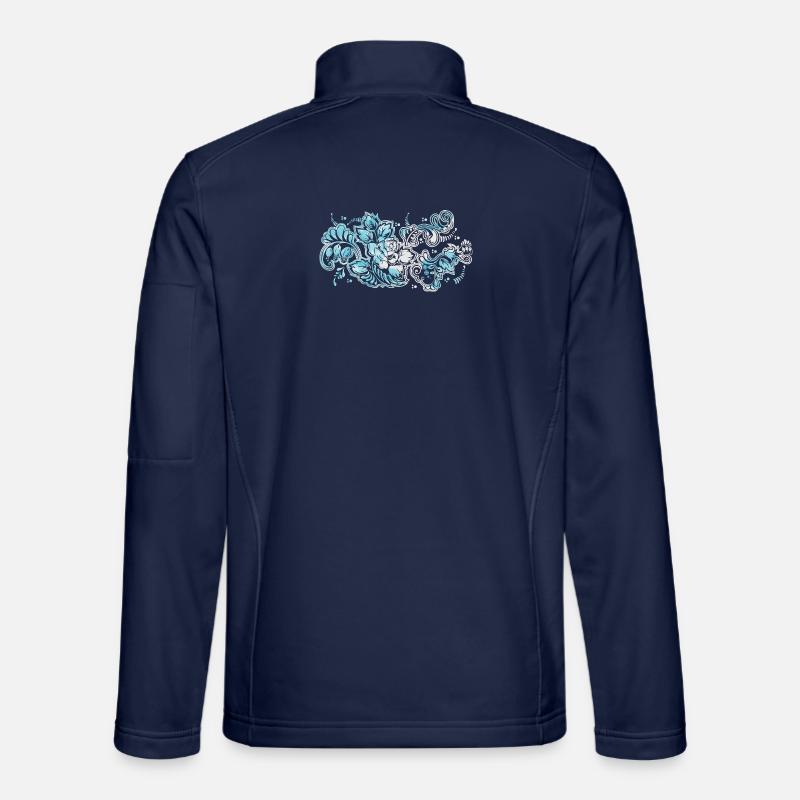 Blauer Blumen-Muster - Unisex Softshelljacke - Navy