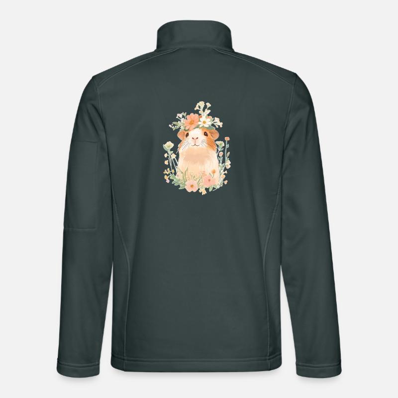 Cochon d’Inde avec des fleurs Veste en tissu softshell Unisexe