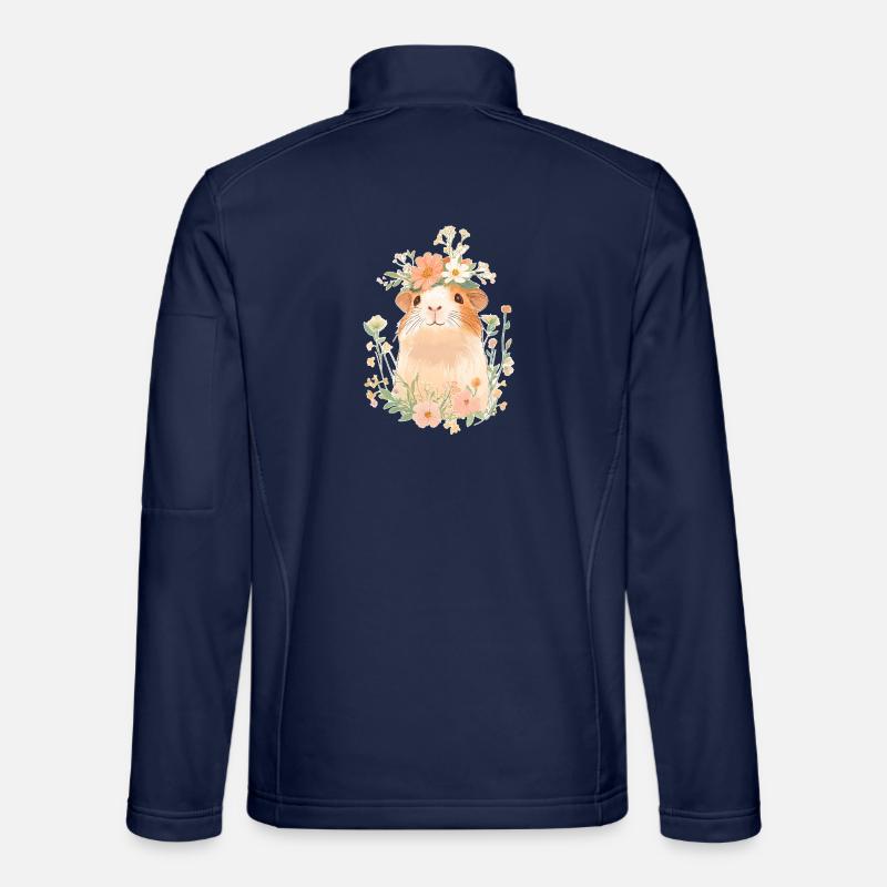 Cochon d’Inde avec des fleurs Veste en tissu softshell Unisexe