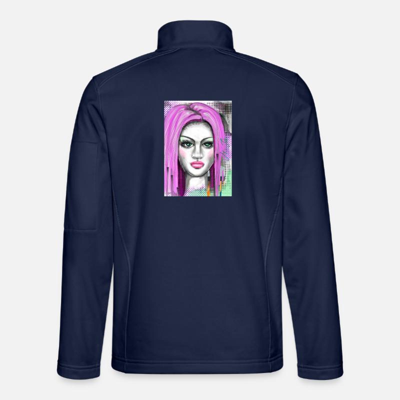 Lila Haare mit Pop-Art Effekt - Unisex Softshelljacke - Navy