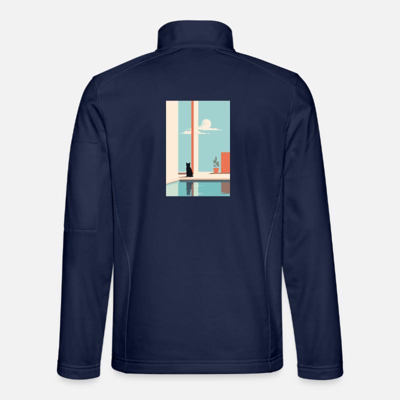 cat by the pool - Unisex Softshelljacke - Navy