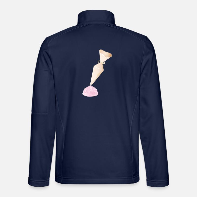 Douille crème avec garnitures roses - Veste en tissu softshell Unisexe - bleu marine