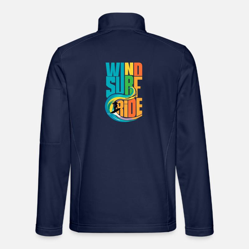 Farbenfrohe Windsurf-Ride-Action-Kunst - Lebendige Gewässer - Unisex Softshelljacke - Navy
