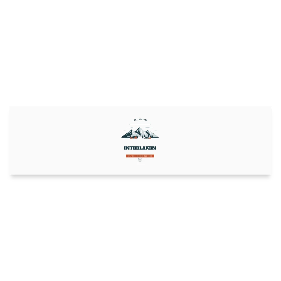 Interlaken badge on a bumper sticker, white matte