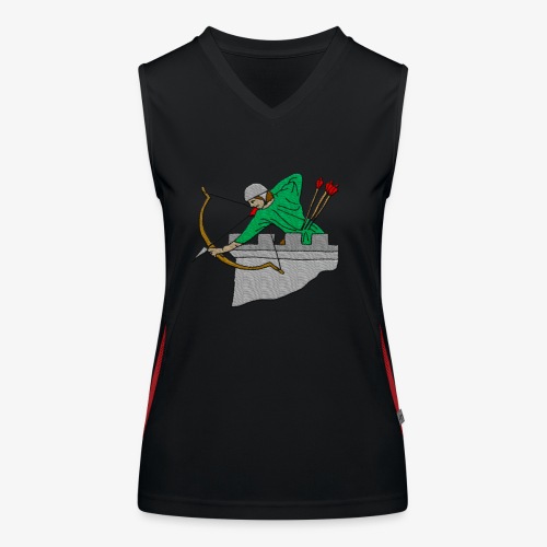 Archery Medieval Embroidered design by patjila - Women's Functional Contrast Tank Top