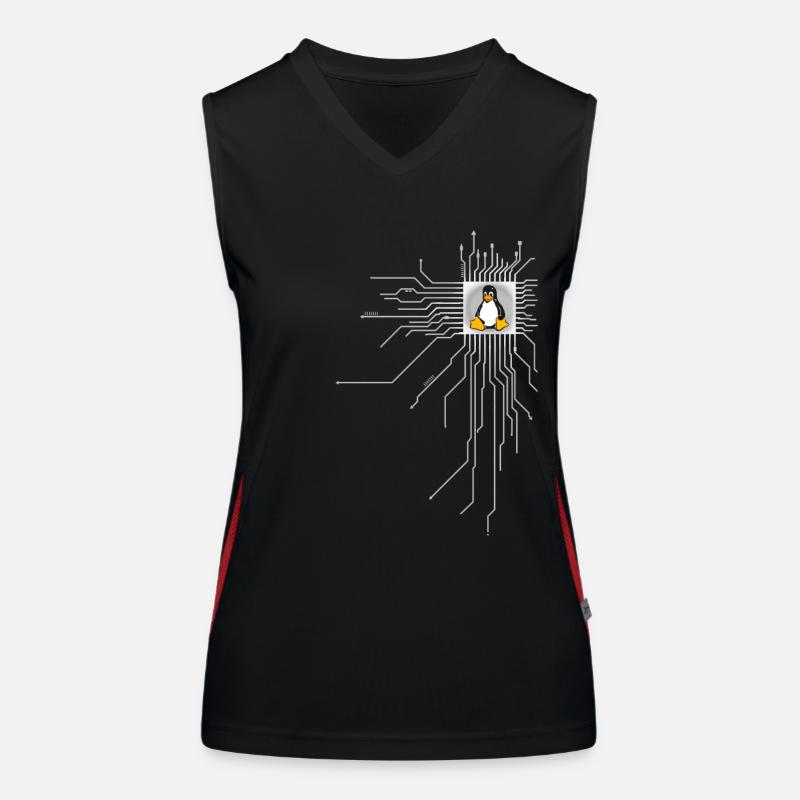 platine Pinguin Core Herz Computer pc Nerd program Funktionelles Kontrast-Tank Top für Frauen