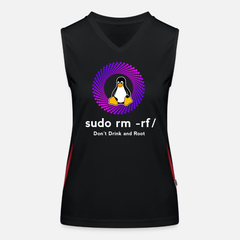 Ordinateur Sys admin Penguin Nerd pc sudo rm -rf cod Débardeur respirant contrasté Femme