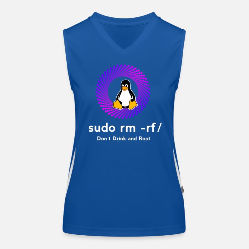 Computer Sys admin Penguin Nerd pc sudo rm -rf cod Women's Functional Contrast Tank Top
