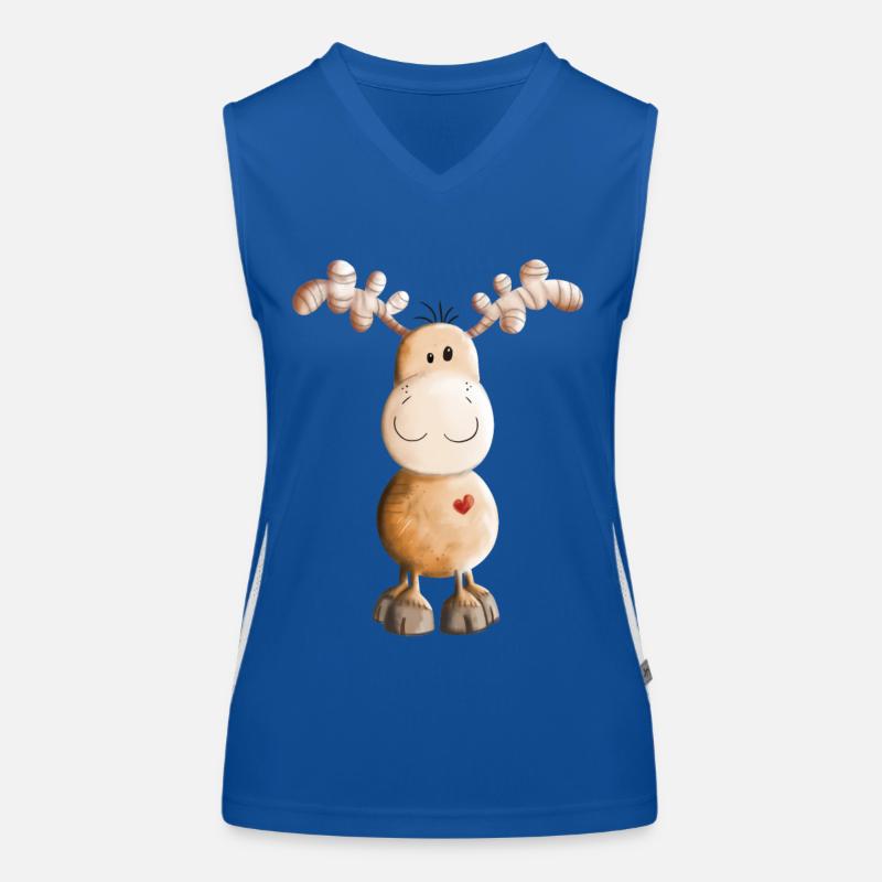 Elch mit Herz - Elche - Hirsch - Wildtier - Tier Funktionelles Kontrast-Tank Top für Frauen