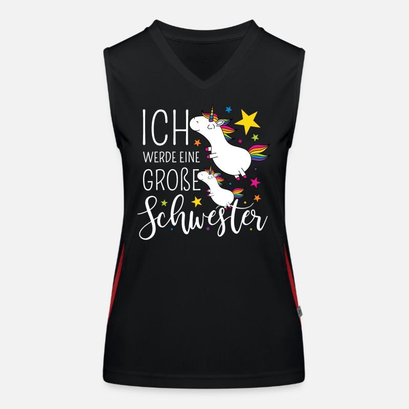 Große Schwester Einhorn Einhörner Geschwister Funktionelles Kontrast-Tank Top für Frauen