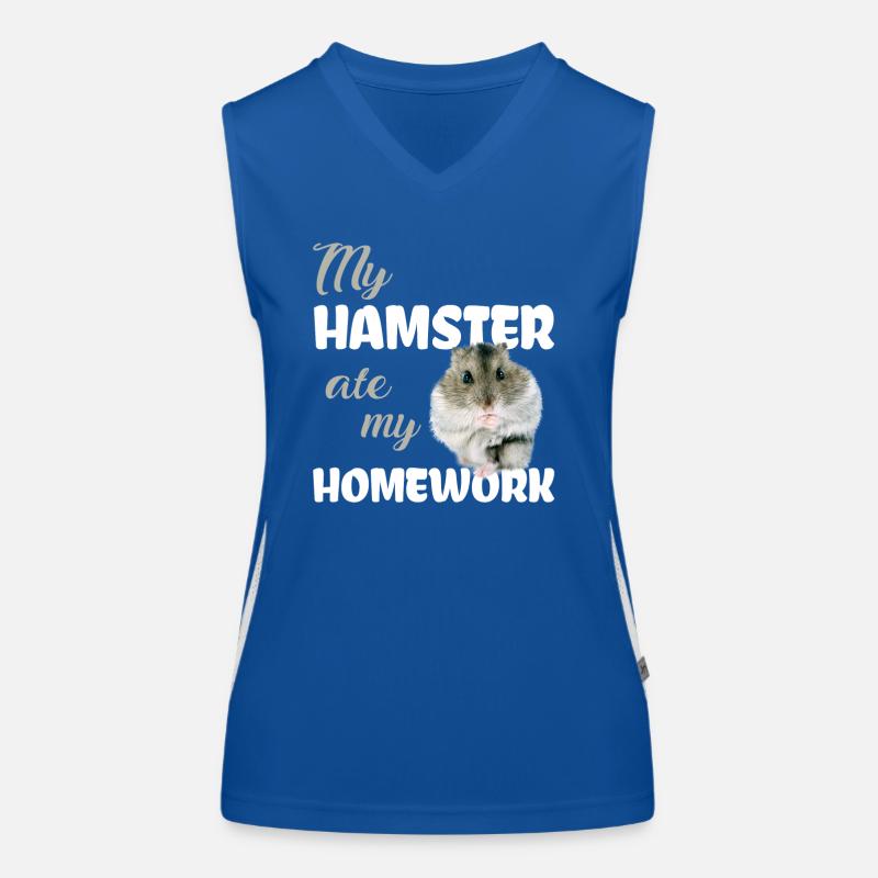 Hamster homework Funny saying Women's Functional Contrast Tank Top