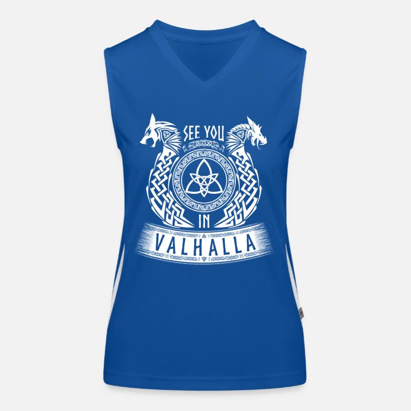 See You In Valhalla Wikinger Germanen Drache Wolf Funktionelles Kontrast-Tank Top für Frauen