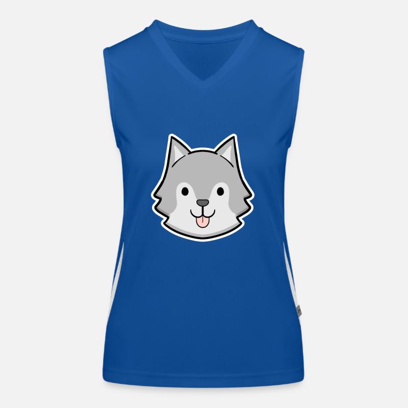 Happy Husky Head Sticker Women's Functional Contrast Tank Top
