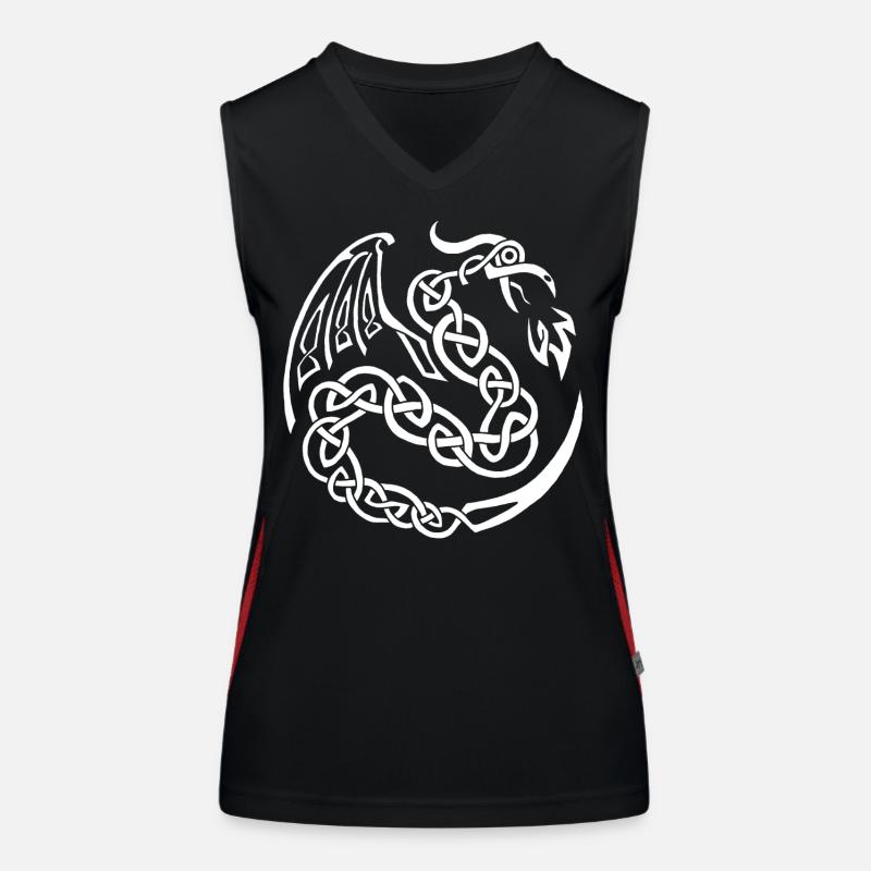 White celtic dragon - Women's Functional Contrast Tank Top - black/red