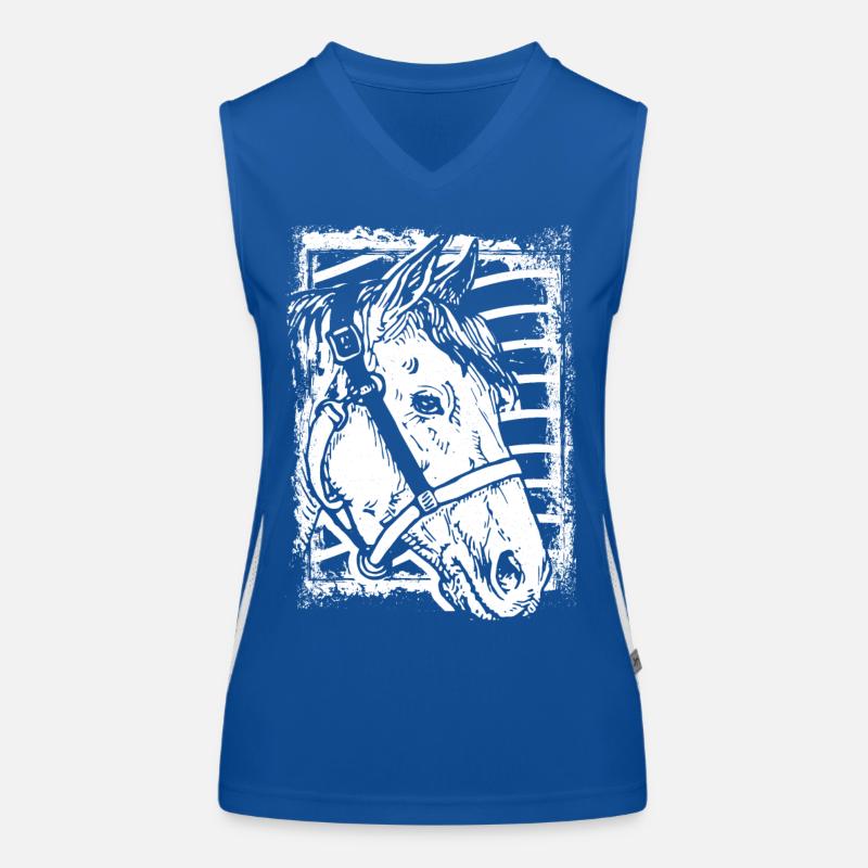 Équitation - Cavalier - Cheval - Tête de cheval Débardeur respirant contrasté Femme