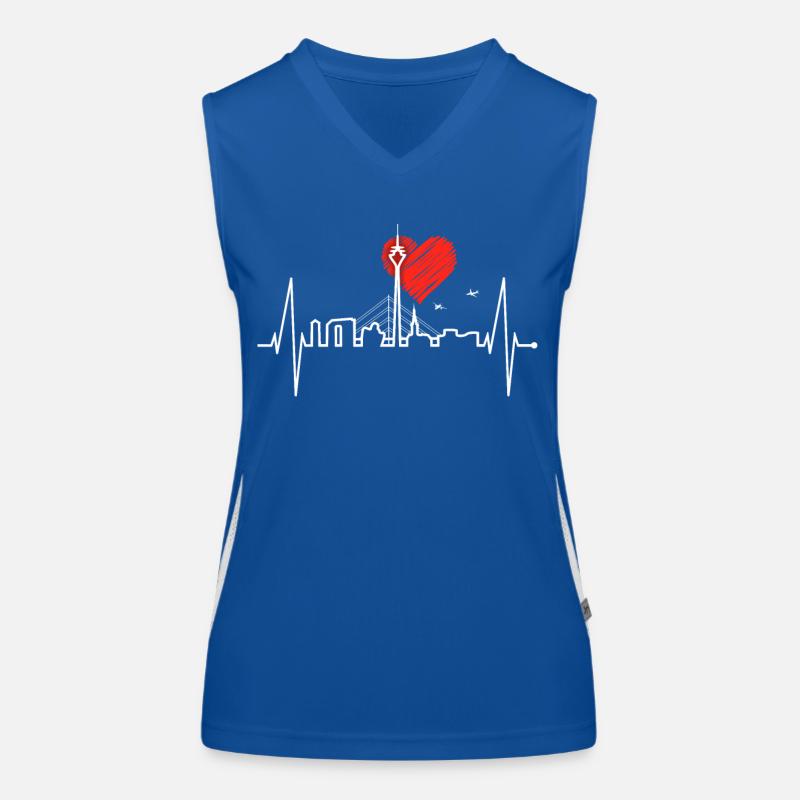 Düsseldorf Skyline Herzschlag Liebe Düsseldorfer Funktionelles Kontrast-Tank Top für Frauen