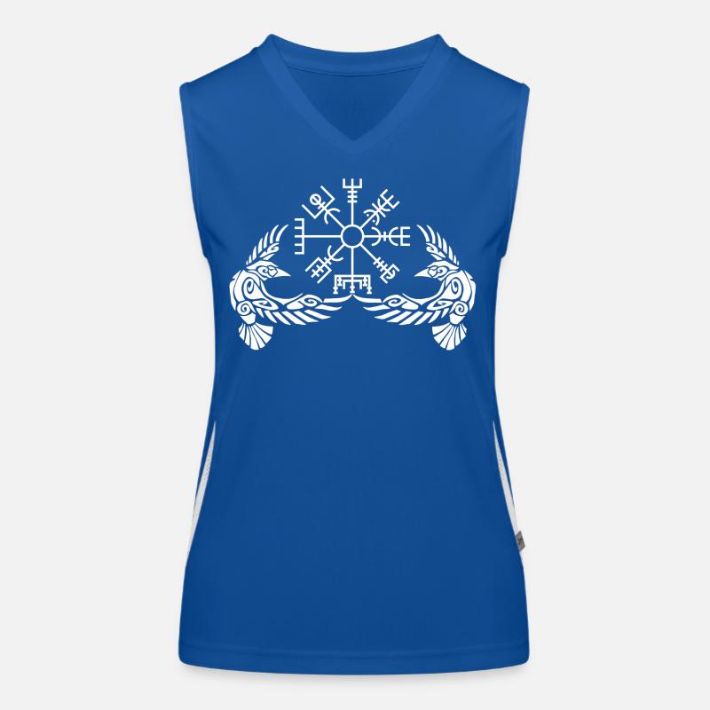 Weiße Krähen und Wikingerkompass Funktionelles Kontrast-Tank Top für Frauen