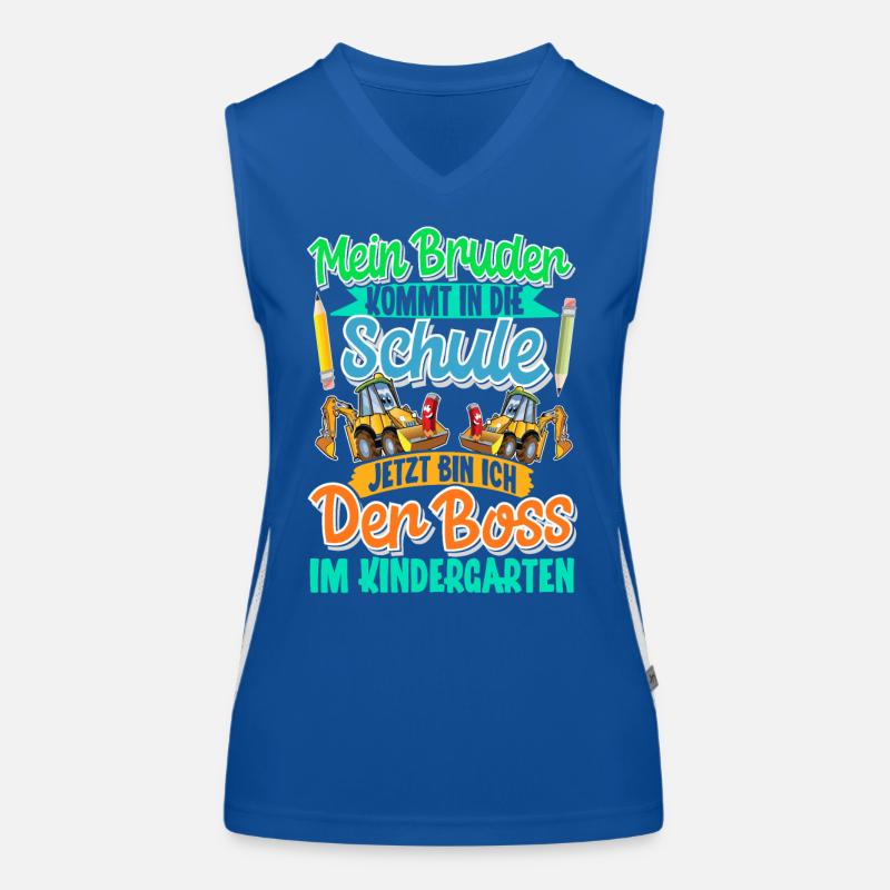 Bruder Bagger Einschulung Kindergarten Funktionelles Kontrast-Tank Top für Frauen
