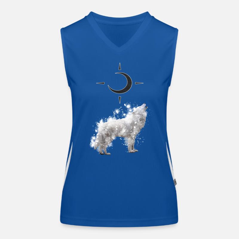 Wolf's Kunst mit Halbmond Funktionelles Kontrast-Tank Top für Frauen