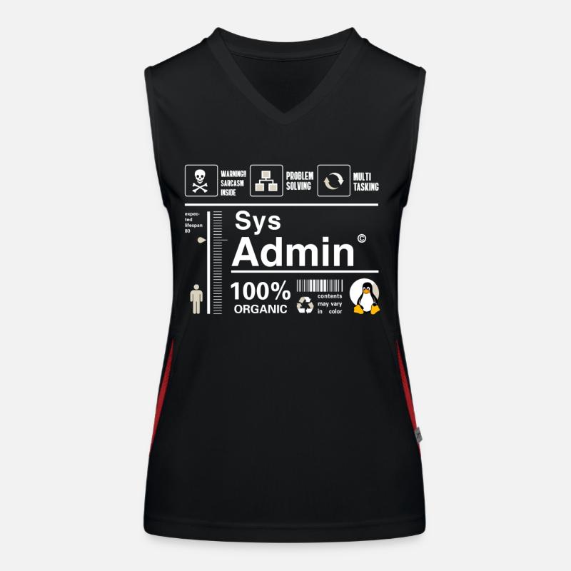 Sys Admin Penguin Ordinateur Nerd pc Platine cpu inh Débardeur respirant contrasté Femme